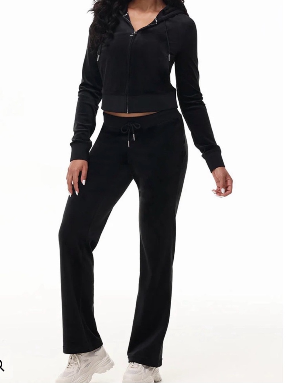 Juicy Couture Black Velour Track Pants with Matching Hoodie